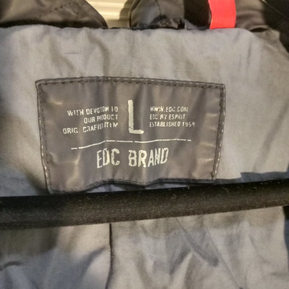 EDC By Esprit Men's Full Zip Hoodie Windbreaker Jacket Black Size Large - Picture 4 of 4